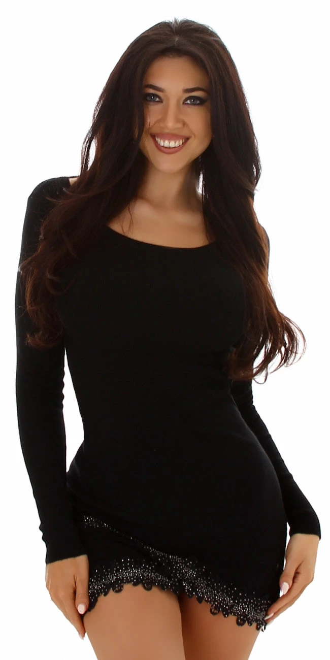 Robe Sexy Noire Avec Strass – Image 6