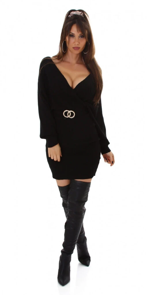 Robe Coeur Croisé Noire – Image 2