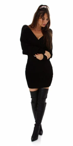 Robe Coeur Croisé Noire -Mode de luxe Sexy Knitted Dess V neck Wrap look Black One Size M8642.4 IMG 1870 1300x1300 114c3154 30d7 4b8c 9775 6615539d90f1