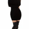 Robe Courte à Manches Longues Noire -Mode de luxe Sexy Knitted Dress V neck Black One Size M6981.1 IMG 1949 1300x1300 e4e52847 84a6 418f bc1a fa1680c1ebbb
