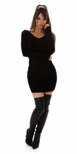 Robe Courte à Manches Longues Noire