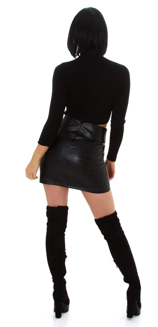 Jupe Imitation Cuir à Boutons – Image 6