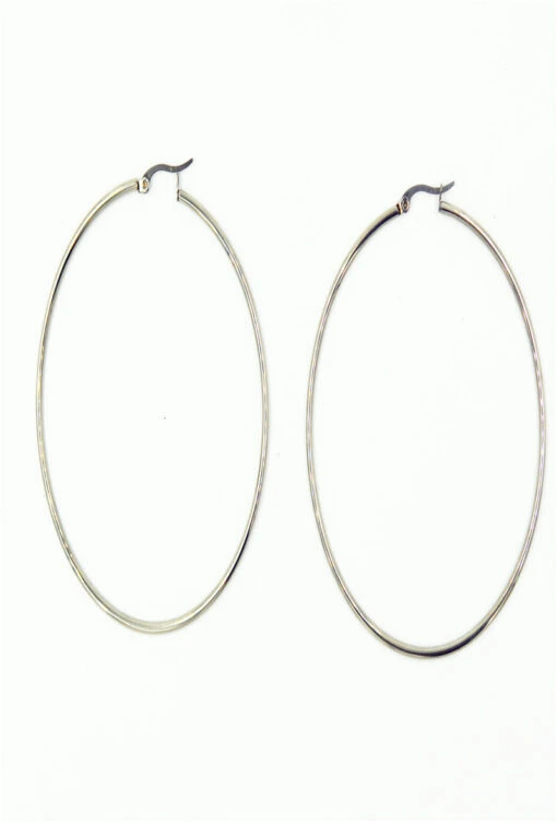 Boucles D'oreilles Créole Acier Couleur Argent