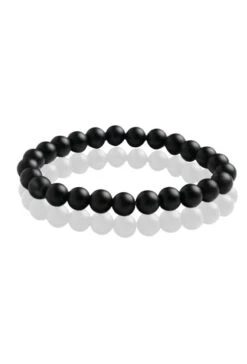 Bracelet En Pierre Naturelle Agate Noire Matte
