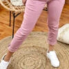 Pantacourt Rose Femme -Mode de luxe pantalon femme avec lien 5654 rose