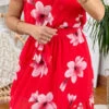 Robe Rouge à Fleur -Mode de luxe robe courte imprimee 2075b rouge